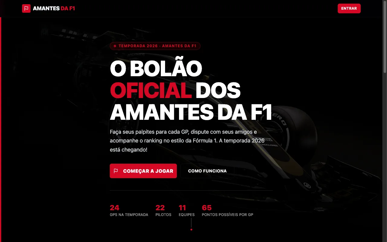 Site Amantes da F1 criado pela NaVittrine