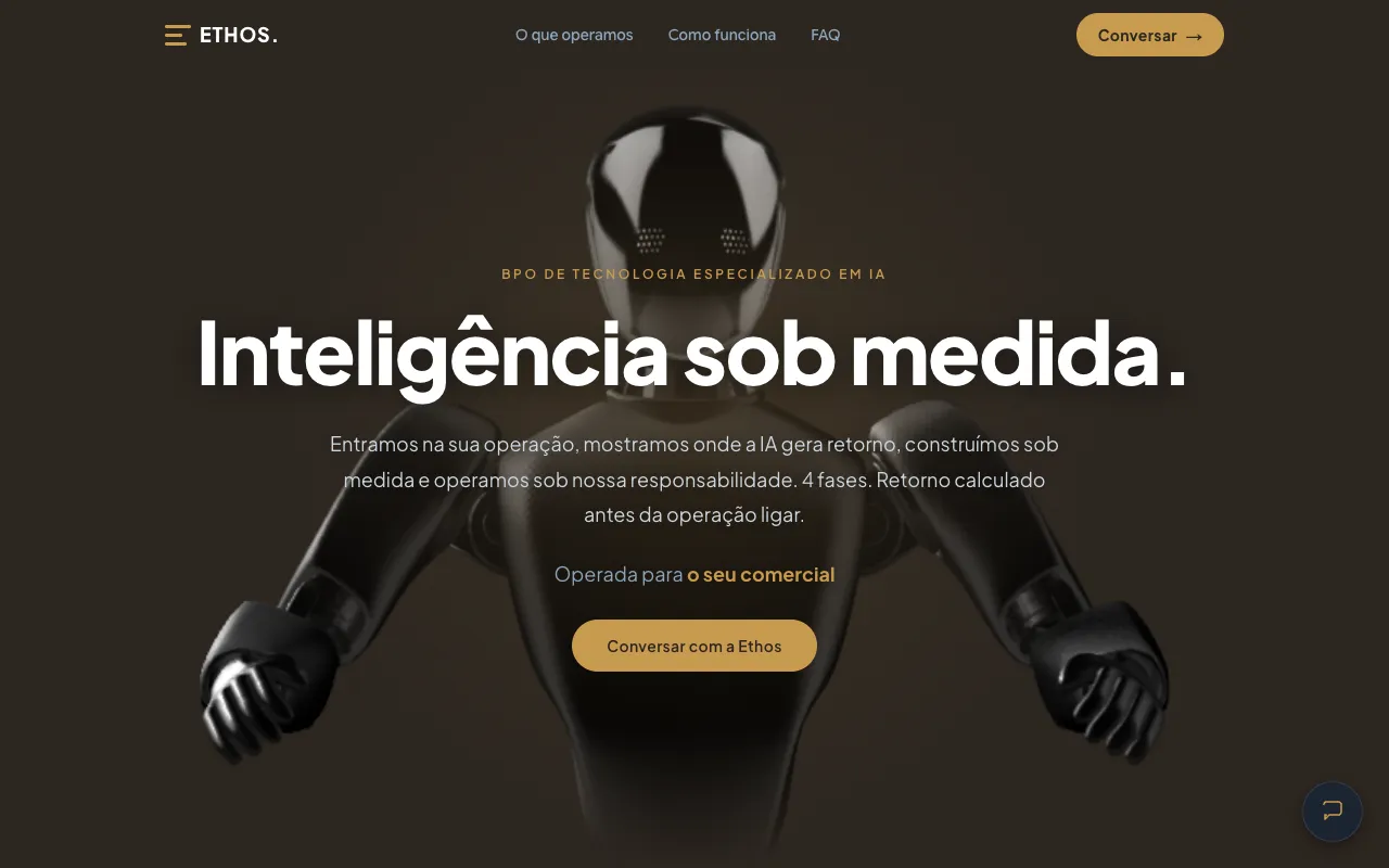 Site Ethos criado pela NaVittrine