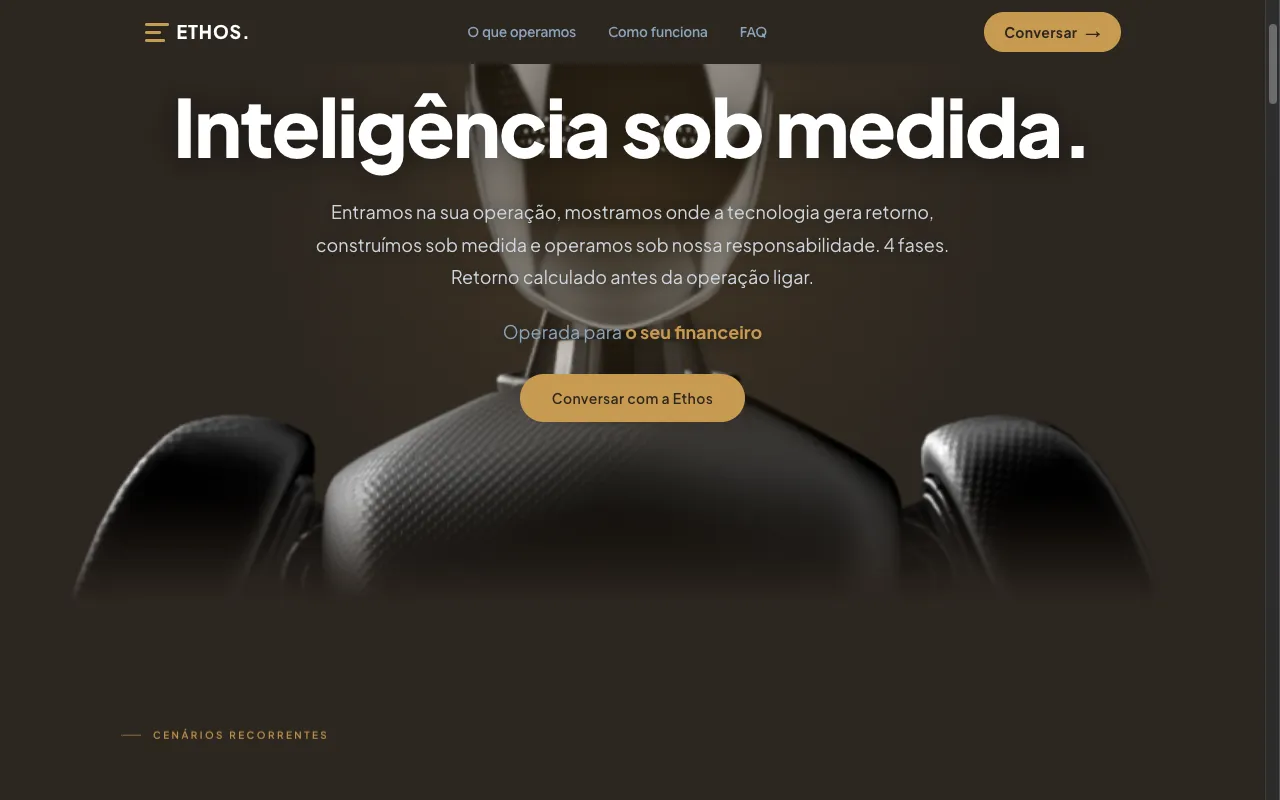 Site Ethos criado pela NaVittrine