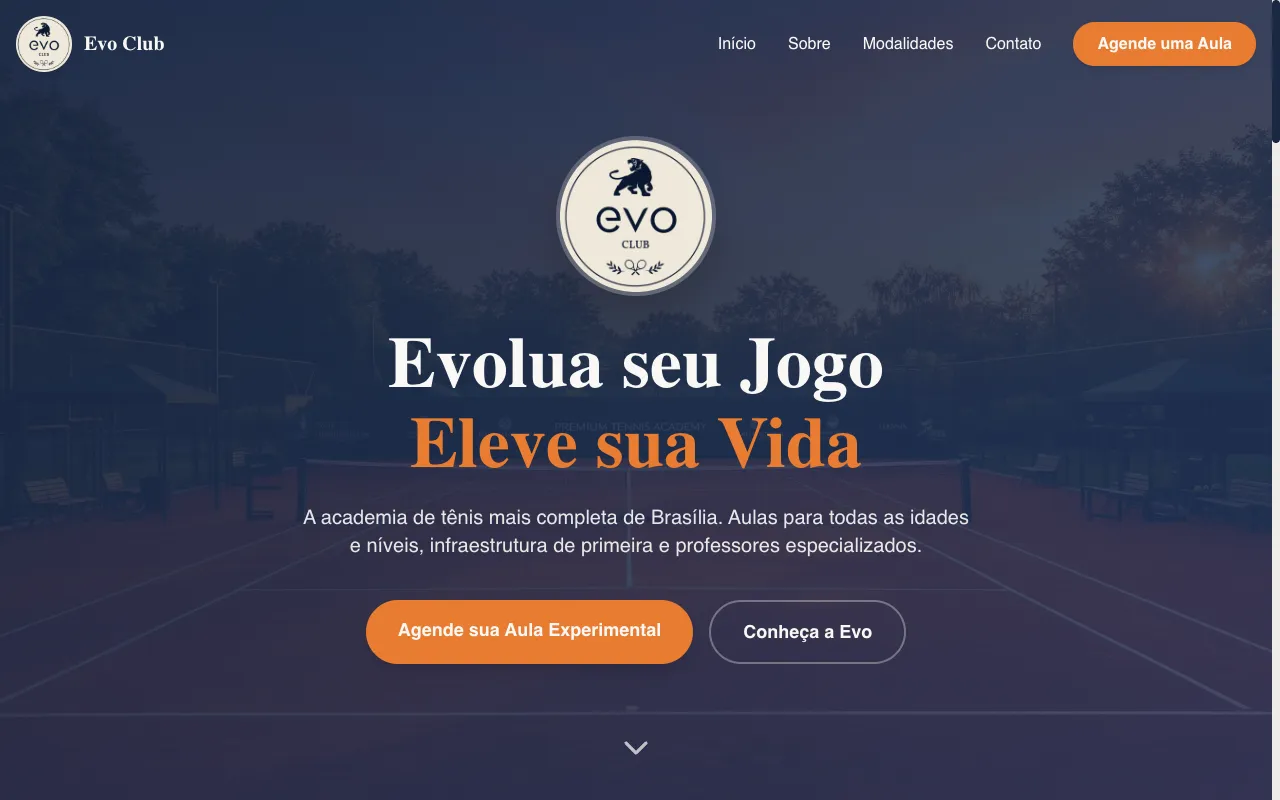 Site Evo Club criado pela NaVittrine