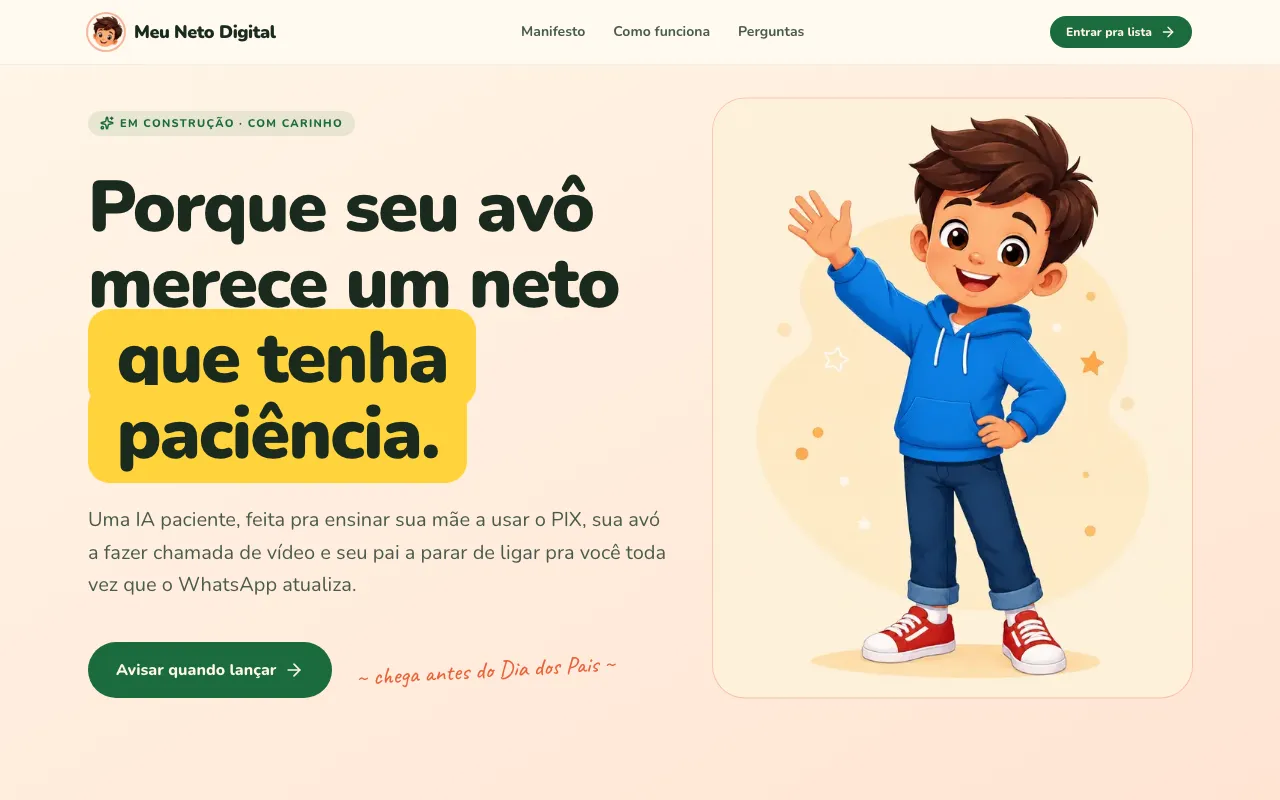 Site Meu Neto Digital criado pela NaVittrine